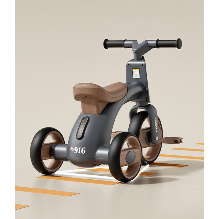 Tricicleta pentru Copii, Flippy, Exercitiu de Echilibru, pentru 1-6 Ani, Functie de Lumini si Sunete, cu Pedale, din Plastic, Roti Gonflabile, Greutate Portanta 60 kg, 57 x 36 x 47 cm, Gri [4]