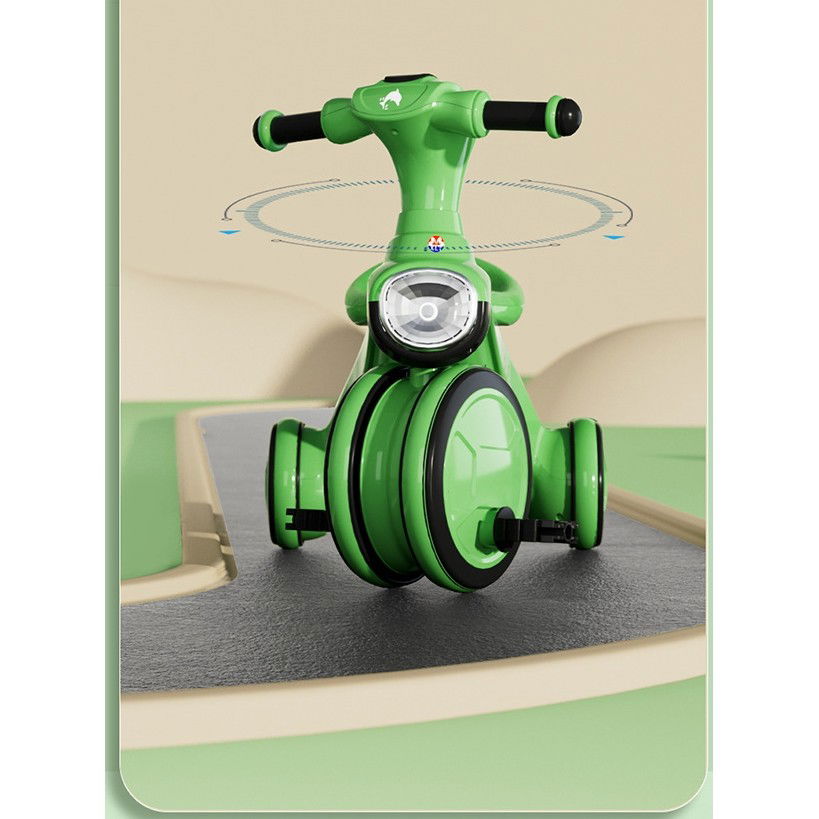 Tricicleta pentru copii Flippy, pedalare, impingere, lumini si sunete, pedale antiderapante, material dur, cos depozitare, varsta peste 18 luni, 80x40x52 cm, verde [4]