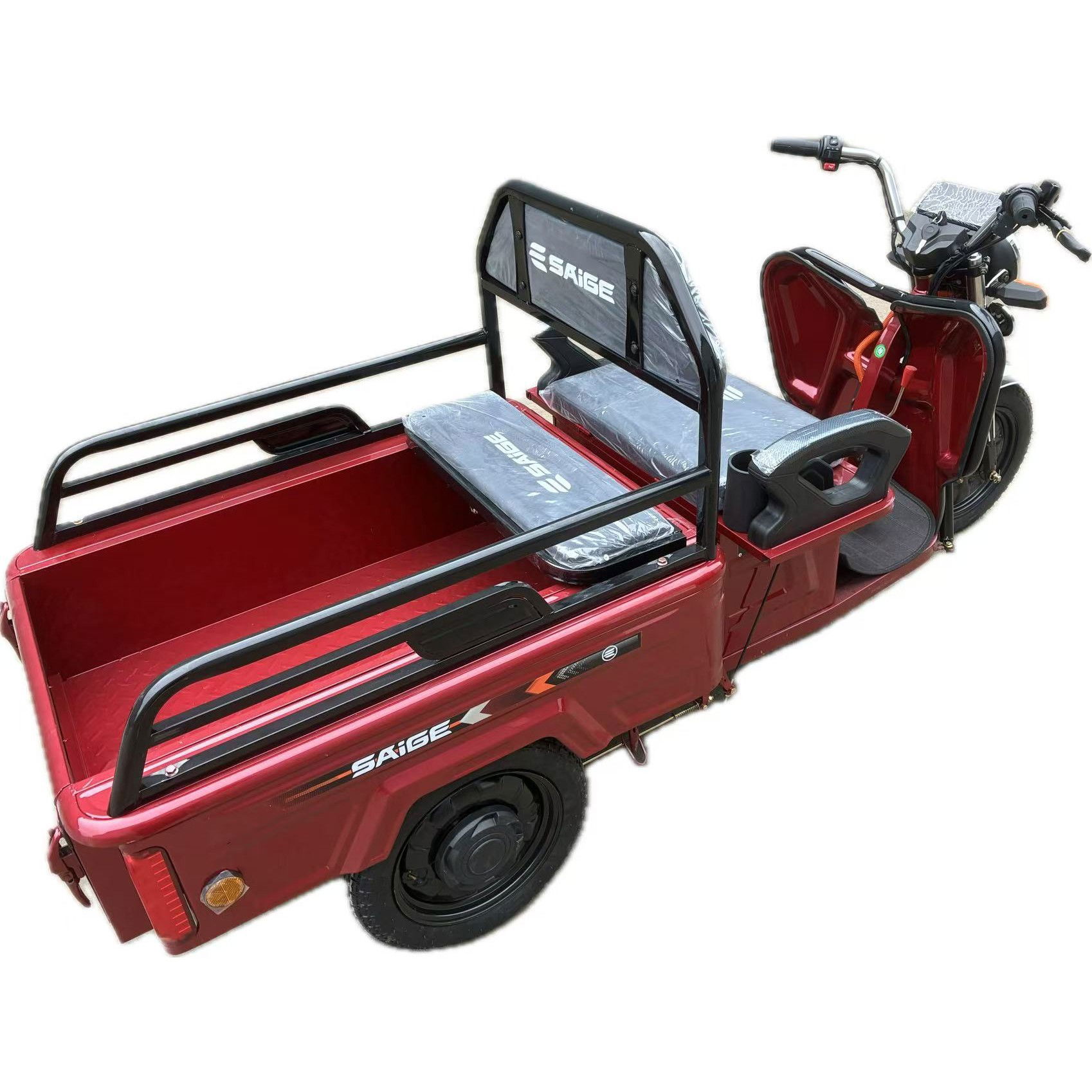 Triciclu Electric de Marfa XPB, Saige, Viteza Maxima 25 km/h, Motor 1600W, Baterie 60V/20Ah, Fara Permis, Mototricicleta Electrica de Transport, Rosu [5]