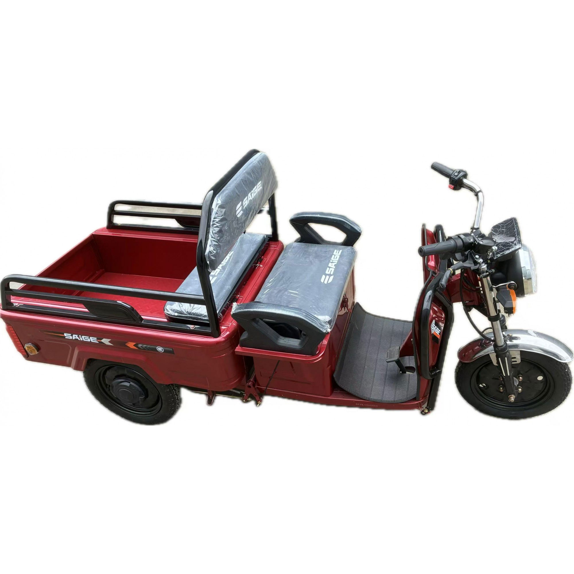 Triciclu Electric de Marfa XPB, Saige, Viteza Maxima 25 km/h, Motor 1600W, Baterie 60V/20Ah, Fara Permis, Mototricicleta Electrica de Transport, Rosu [3]