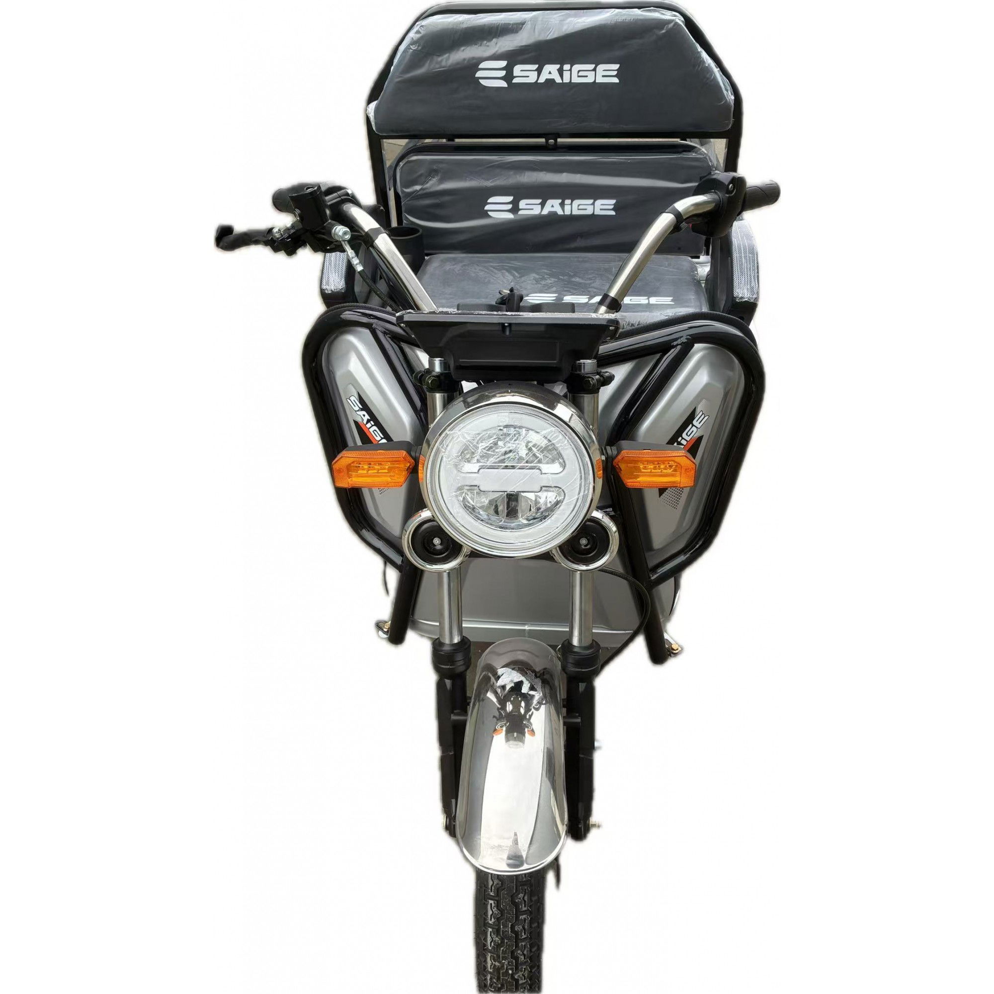 Triciclu Electric de Marfa XPB, Saige, Viteza Maxima 25 km/h, Motor 1600W, Baterie 60V/20Ah, Fara Permis, Mototricicleta Electrica de Transport, Gri [9]