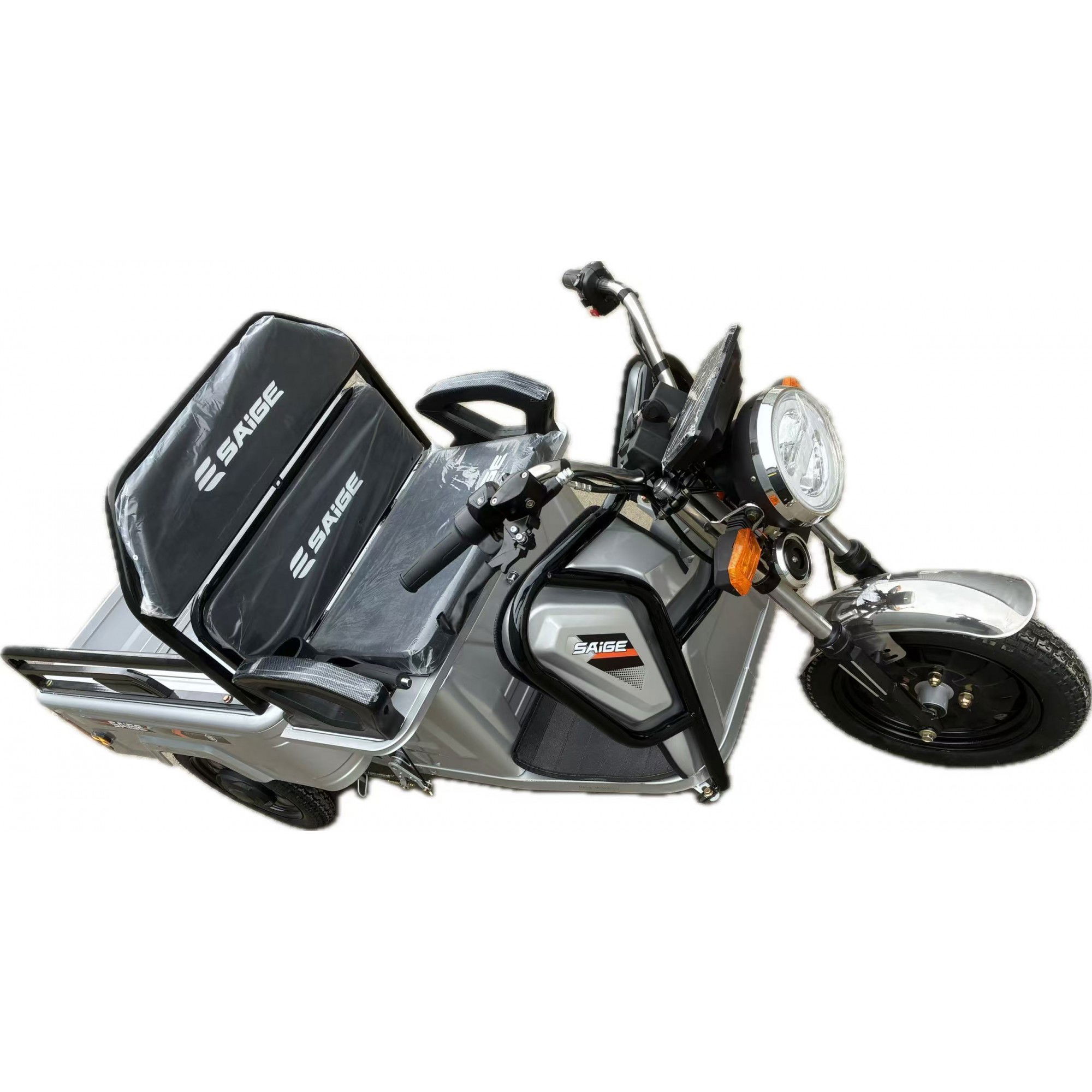 Triciclu Electric de Marfa XPB, Saige, Viteza Maxima 25 km/h, Motor 1600W, Baterie 60V/20Ah, Fara Permis, Mototricicleta Electrica de Transport, Gri [3]