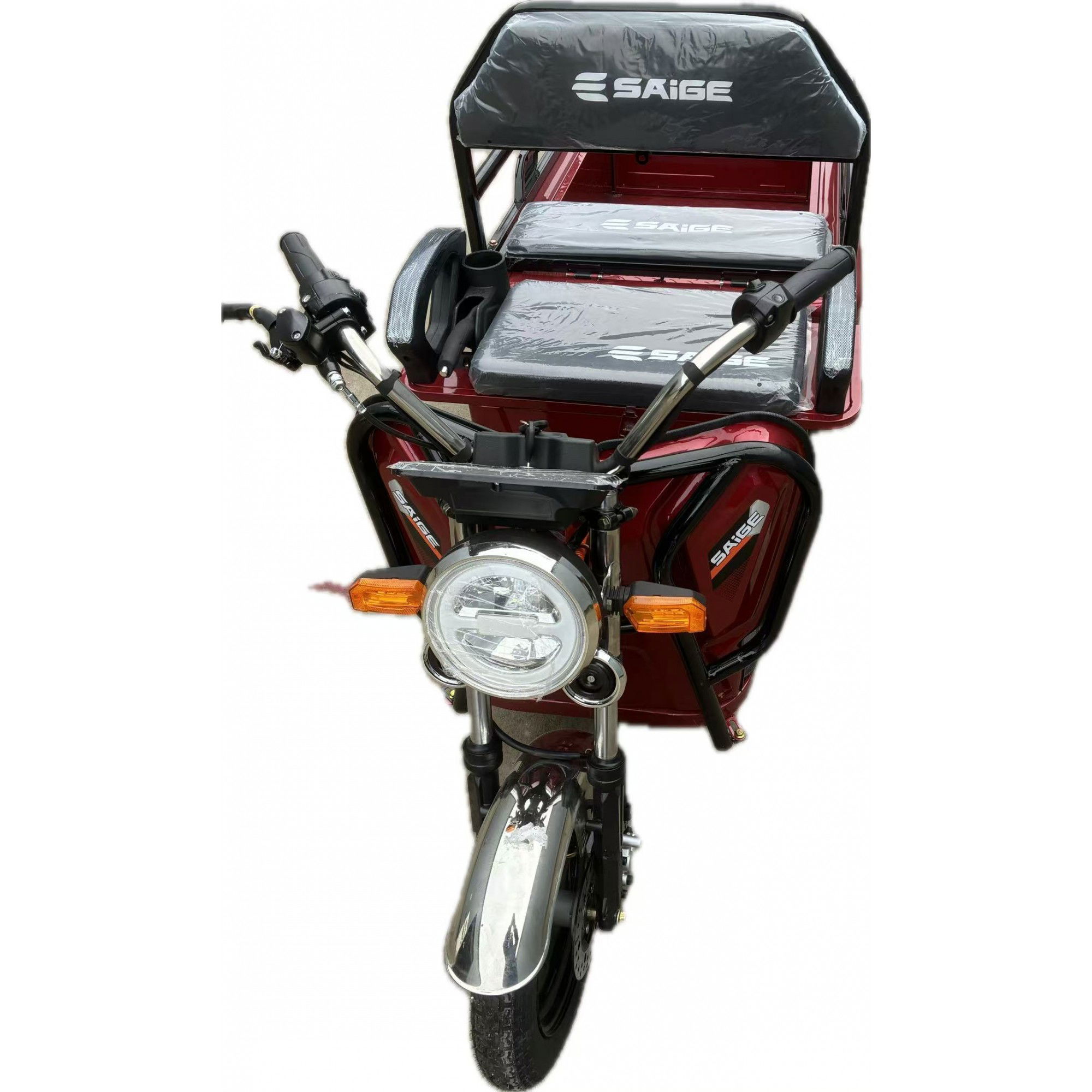 Triciclu Electric de Marfa XPB, Saige, Viteza Maxima 25 km/h, Motor 1600W, Baterie 60V/20Ah, Fara Permis, Mototricicleta Electrica de Transport, Rosu [4]