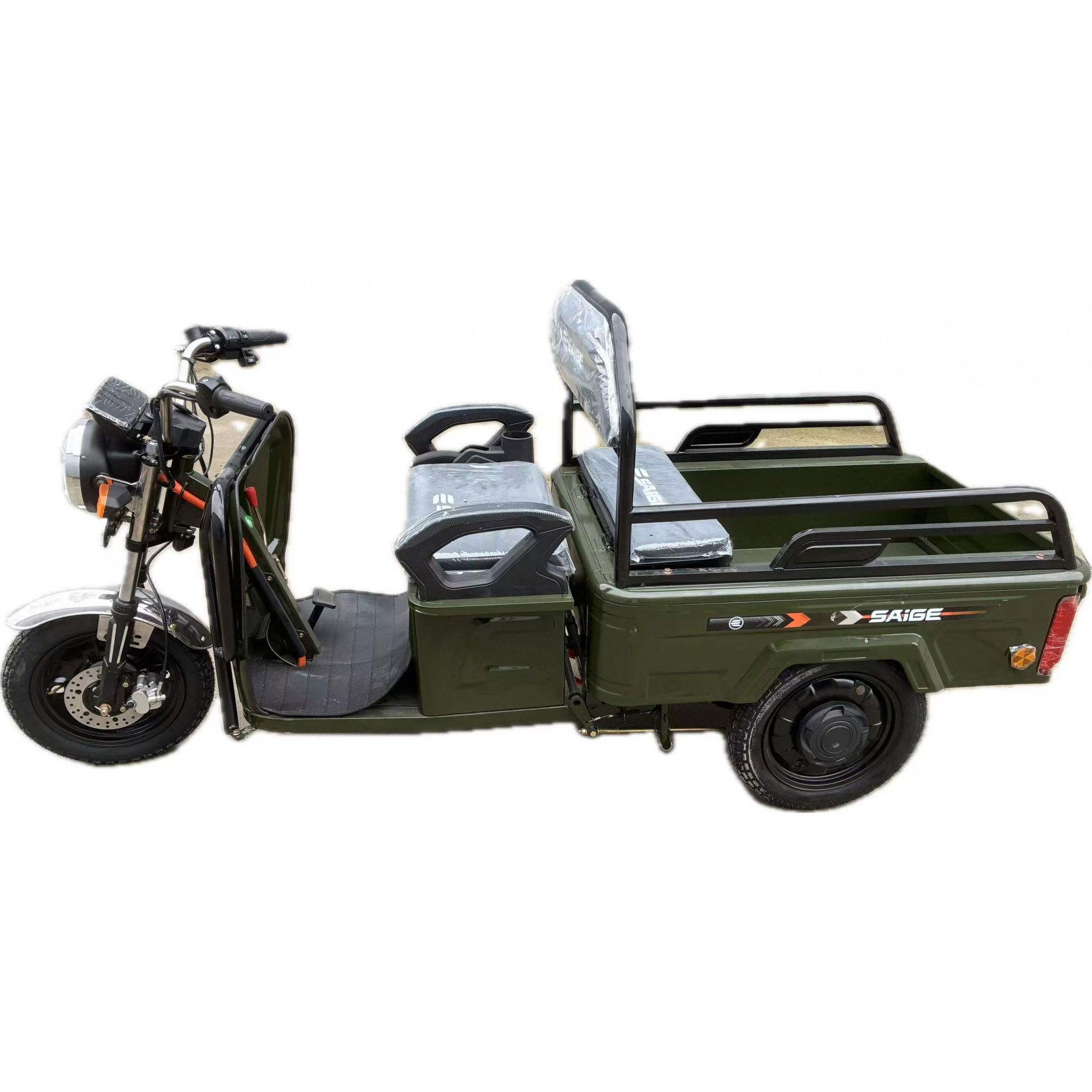 Triciclu Electric de Marfa XPB, Saige, Viteza Maxima 25 km/h, Motor 1600W, Baterie 60V/20Ah, Fara Permis, Mototricicleta Electrica de Transport, Verde [7]
