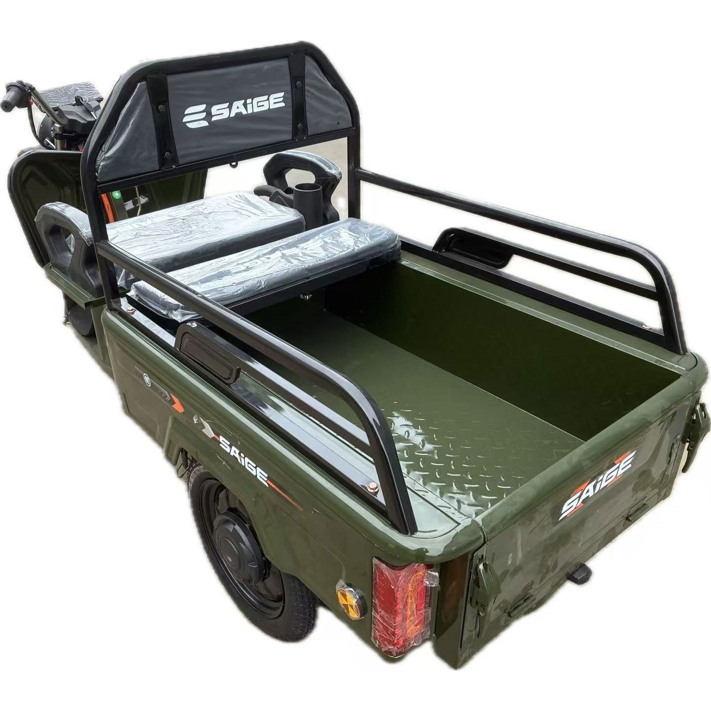 Triciclu Electric de Marfa XPB, Saige, Viteza Maxima 25 km/h, Motor 1600W, Baterie 60V/20Ah, Fara Permis, Mototricicleta Electrica de Transport, Verde [11]