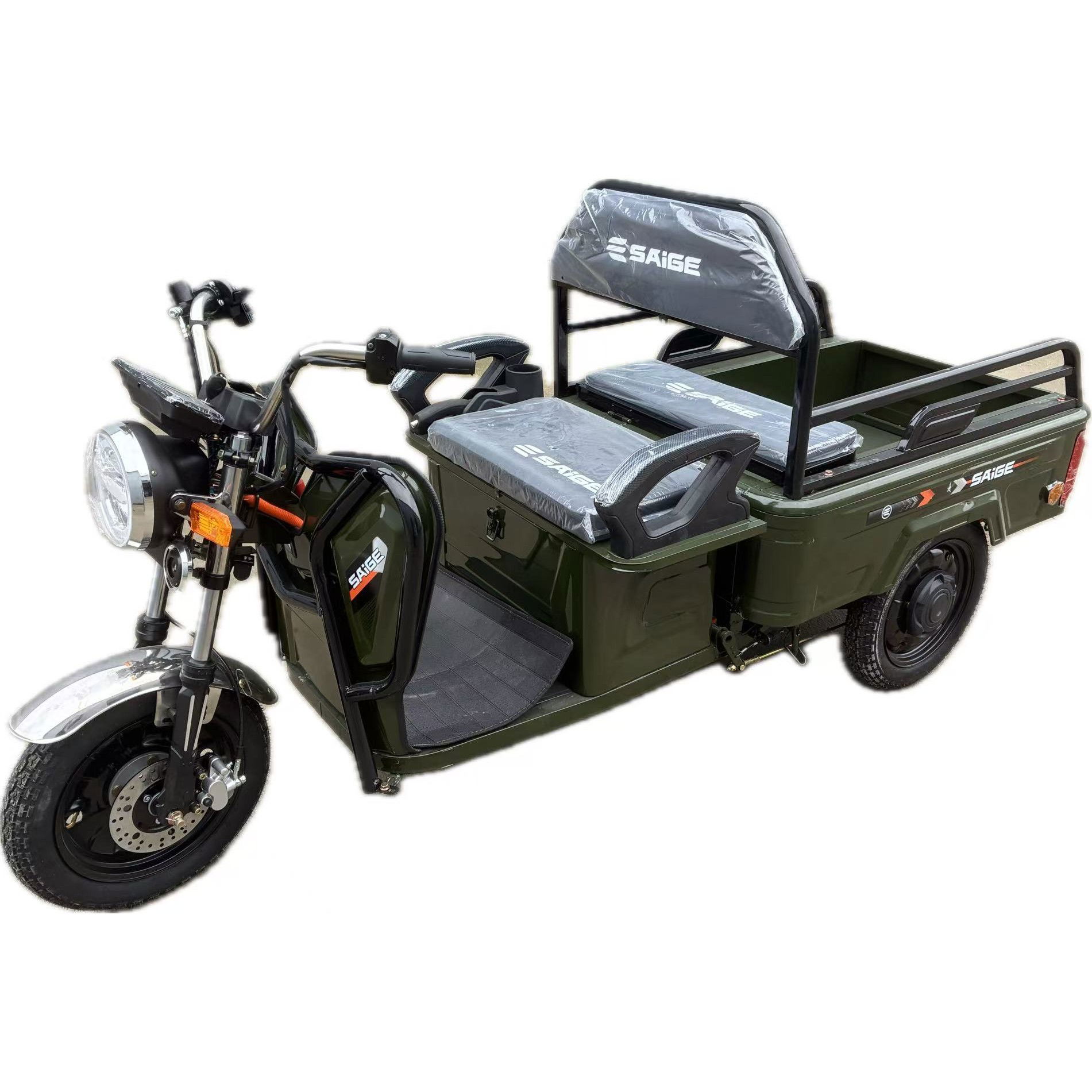Scutere si Tricicluri Electrice - Triciclu Electric de Marfa XPB, Saige, Viteza Maxima 25 km/h, Motor 1600W, Baterie 60V/20Ah, Fara Permis, Mototricicleta Electrica de Transport, Verde