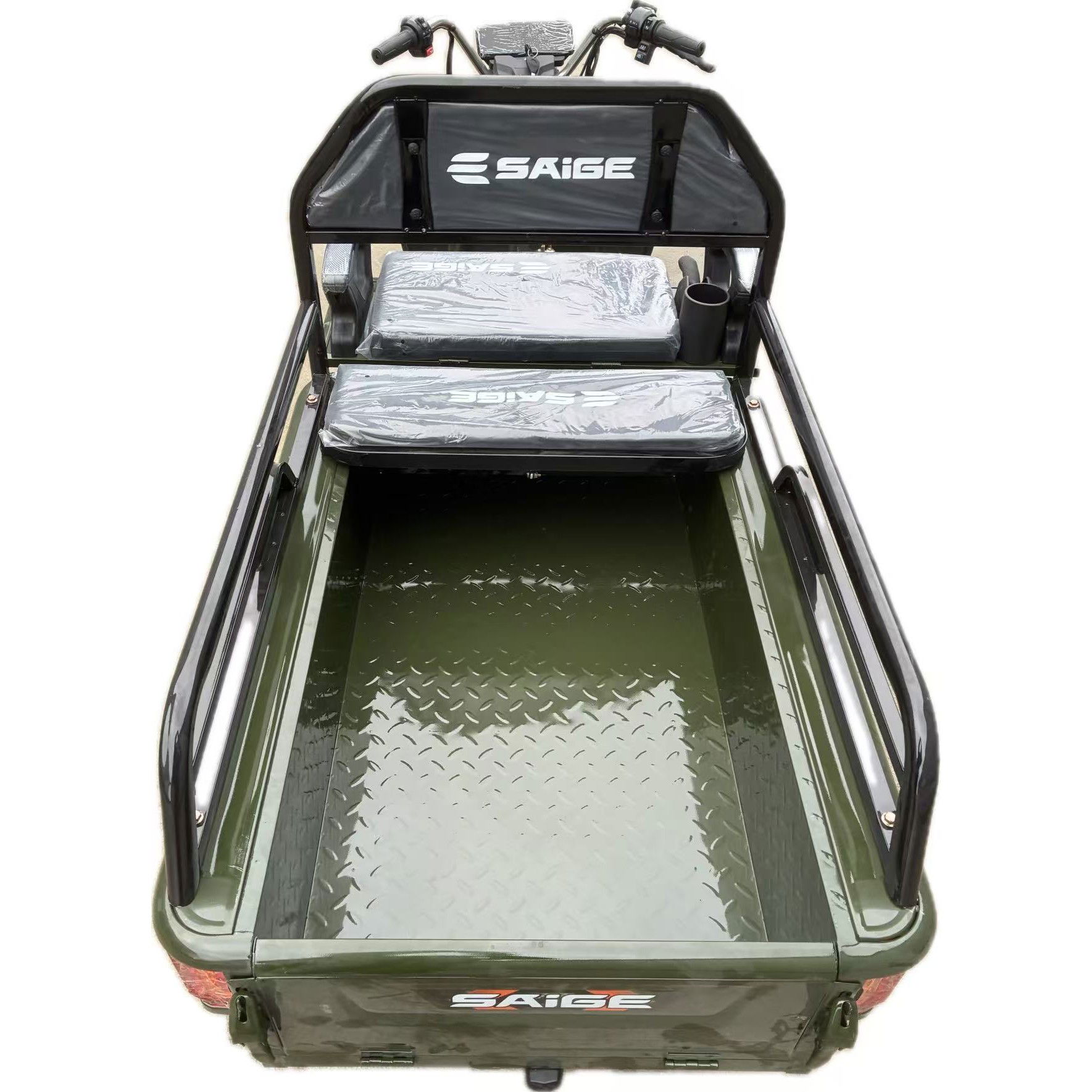 Triciclu Electric de Marfa XPB, Saige, Viteza Maxima 25 km/h, Motor 1600W, Baterie 60V/20Ah, Fara Permis, Mototricicleta Electrica de Transport, Verde [8]