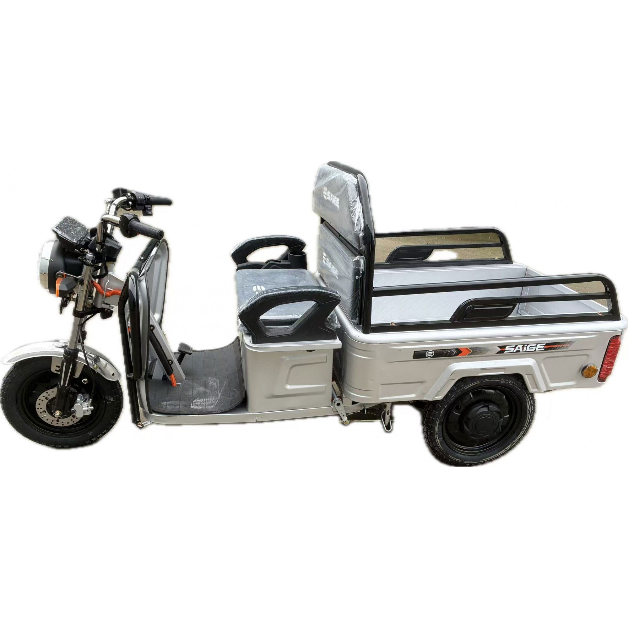 Triciclu Electric de Marfa XPB, Saige, Viteza Maxima 25 km/h, Motor 1600W, Baterie 60V/20Ah, Fara Permis, Mototricicleta Electrica de Transport, Gri [5]