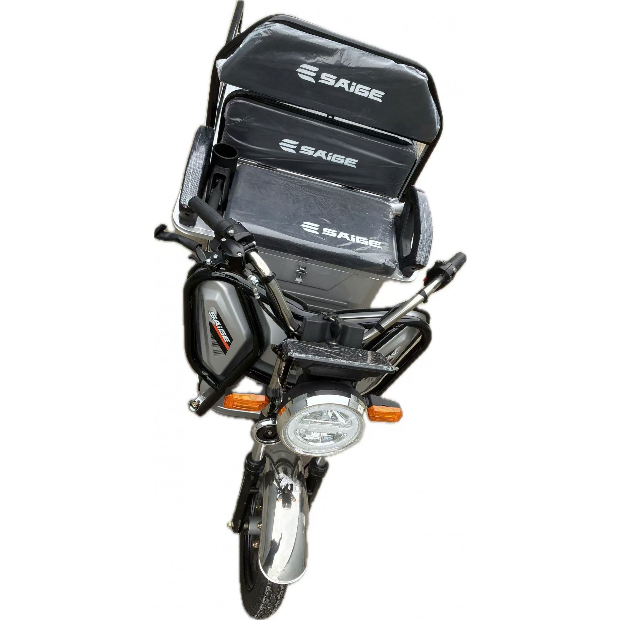 Triciclu Electric de Marfa XPB, Saige, Viteza Maxima 25 km/h, Motor 1600W, Baterie 60V/20Ah, Fara Permis, Mototricicleta Electrica de Transport, Gri [4]