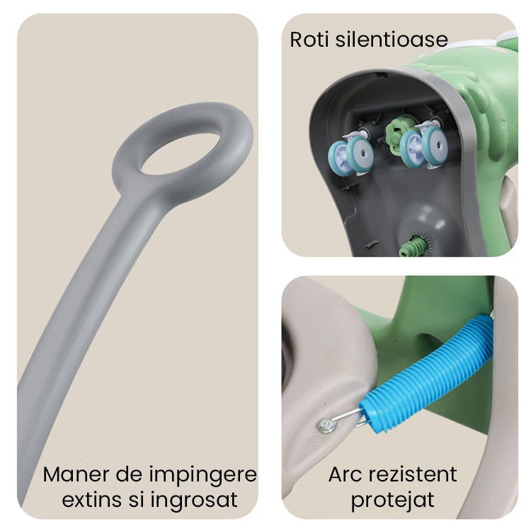 Masinuta Balansor Multifunctionala pentru Copii, Flippy, Model Cal Scooter de tip Masinuta Balansor, Varsta 1-3 ani, 93 x 80 x 58 cm, cu Maner, Verde [3]