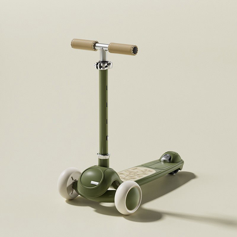 Trotineta Tip Carucior pentru Copii 7in1, Flippy, Pliabila, Ghidon Reglabil, Parti Detasabile, Lumini LED, Muzica, Suport pentru picioare, Verde [4]