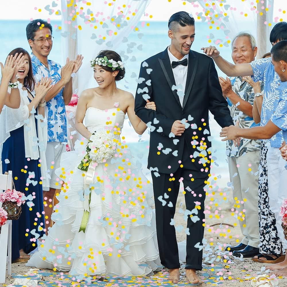 Tun Confetti, Flippy, Best Wishes, Confetti Inimioare si Paiete, 60 x 5 cm, Roz Auriu [3]