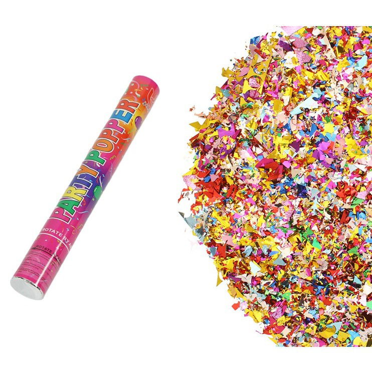 Confetti - Tub de Confetti, Flippy, Clasic, 30x5 cm, Confetii Asortate din Plastic, Eliberare prin Rasucire, Multicolor