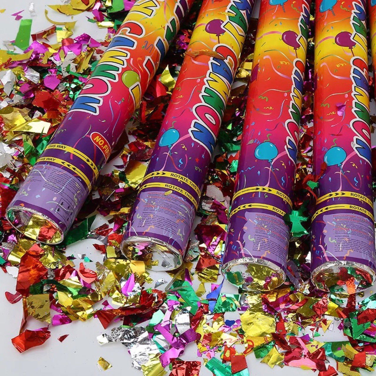 Tub de Confetti, Flippy, Clasic, 30x5 cm, Confetii Asortate din Plastic, Eliberare prin Rasucire, Multicolor [6]