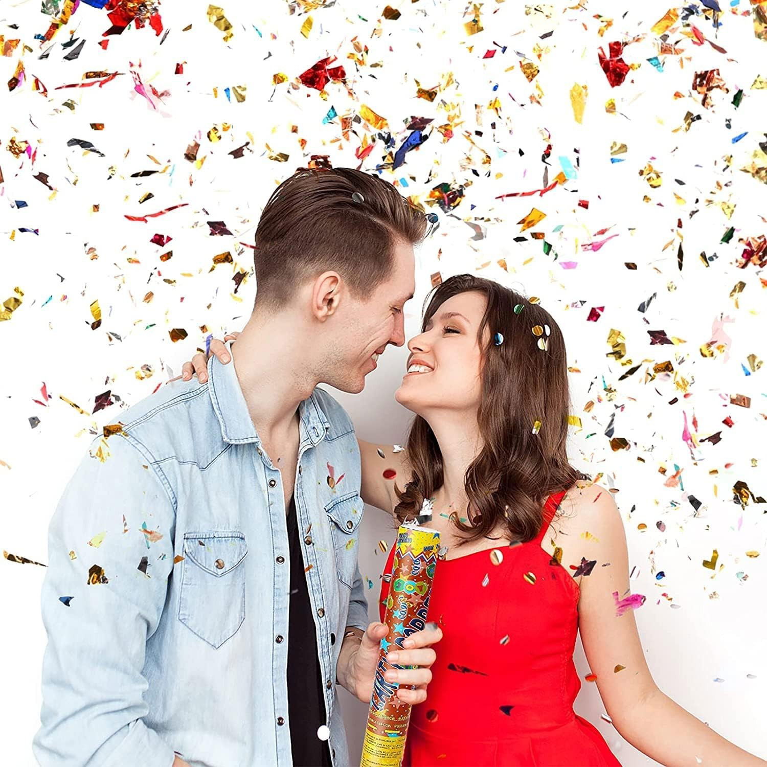 Tub de Confetti, Flippy, Party Popper, 40x5 cm, Confetii Asortate din Aluminiu, Multicolor [3]