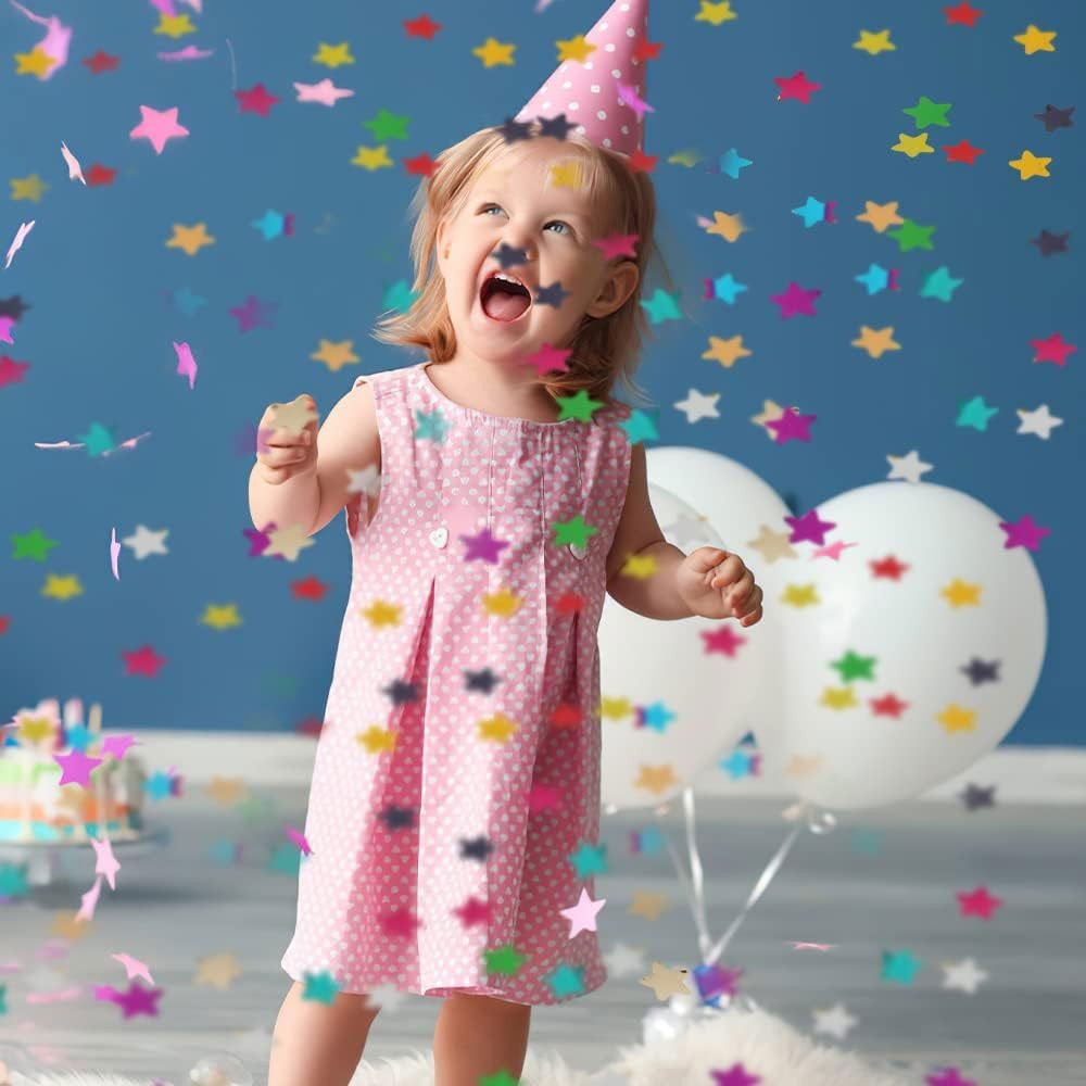 Confetti - Tun de Confetti, Flippy, Party Popper, 60x5 cm, Model Stelute, Inimioare, Paiete, Lucioase, 3 cm Diametru, Multicolor