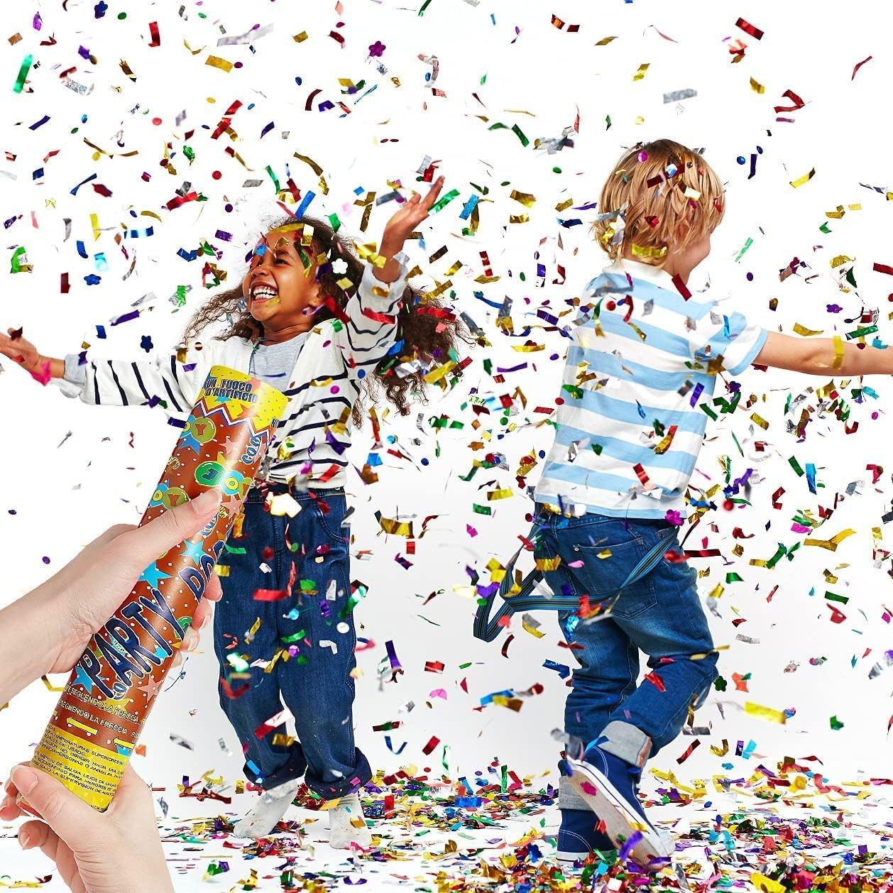 Tun de Confetti, Flippy, Party Popper, 60x5 cm, Model Stelute, Inimioare, Paiete, Lucioase, 3 cm Diametru, Multicolor [6]