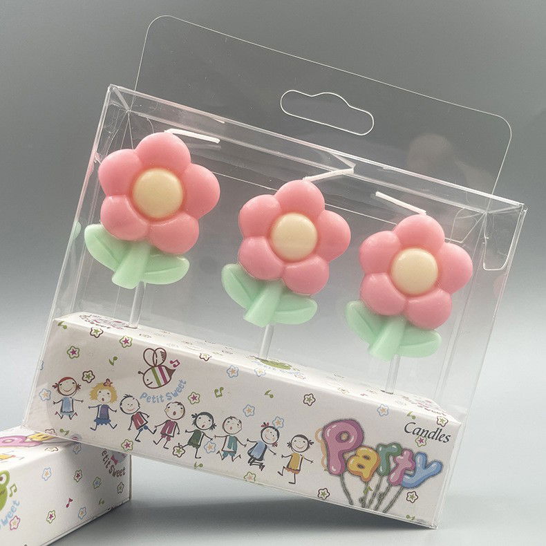 Lumanari si Toppere - Set 3 Lumanari, Flippy, Tema Flori, Model 2, din Parafina, Multicolor