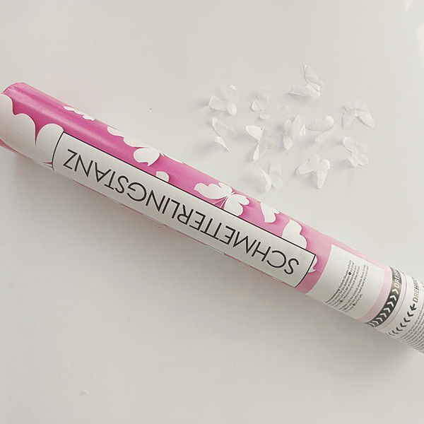 Tun de Confetti, Flippy, Confetti Cannon 40 cm, Model Fluturi din Hartie, Alb [7]