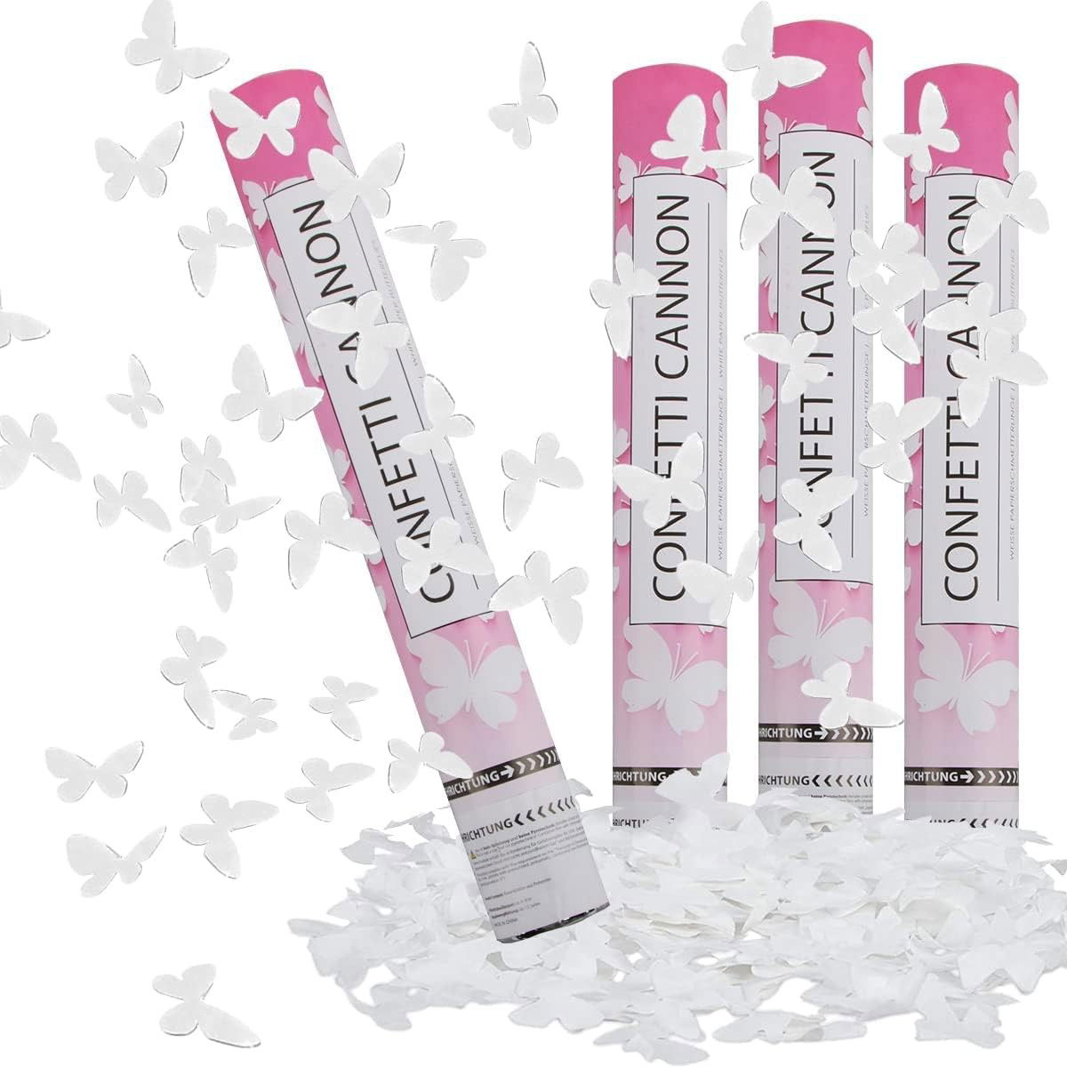 Confetti - Tun de Confetti, Flippy, Confetti Cannon 40 cm, Model Fluturi din Hartie, Alb