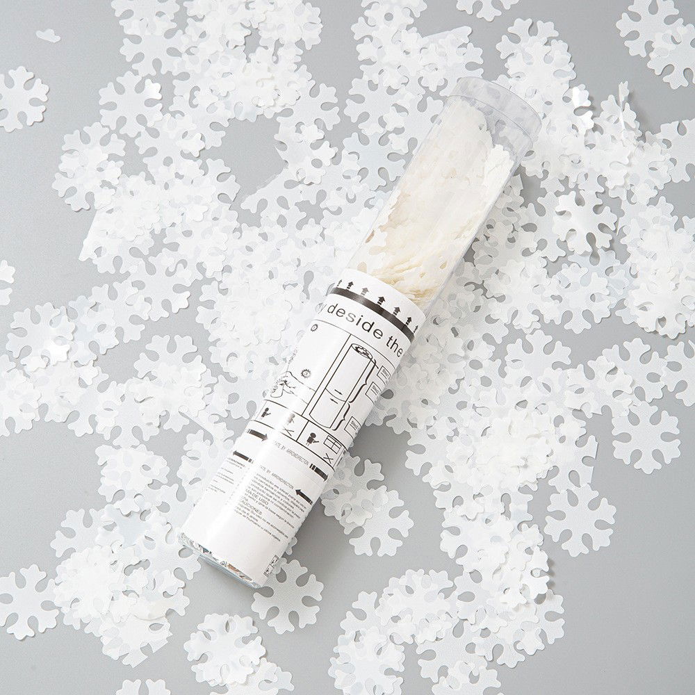 Tun de Confetti, Flippy, 30 cm, Model Fulgi de Zapada din Hartie, Ambalaj din PET, Alb [4]
