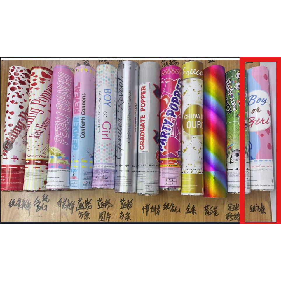 Tun Confetti, Flippy, Model Gender Reveal, Boy or Girl, 40 cm, Ambalaj din Carton, Eliberare prin Rasucire, Albastru [4]