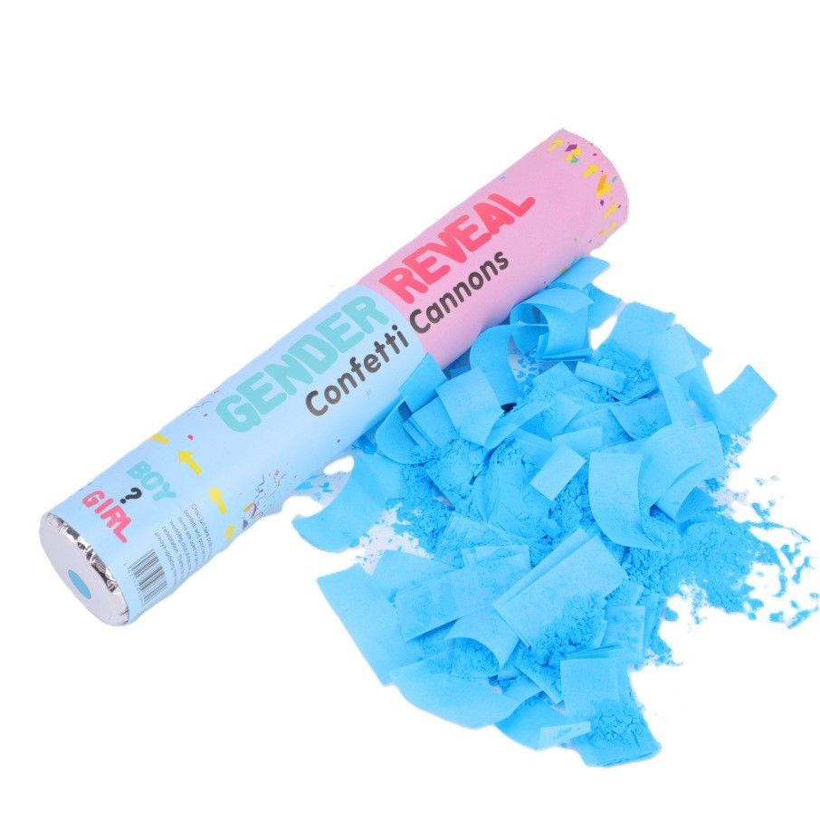 Confetti - Tun Confetti, Flippy, Model Gender Reveal, Confetti Cannons, 40 cm, Ambalaj din Carton, Eliberare prin Rasucire, Albastru