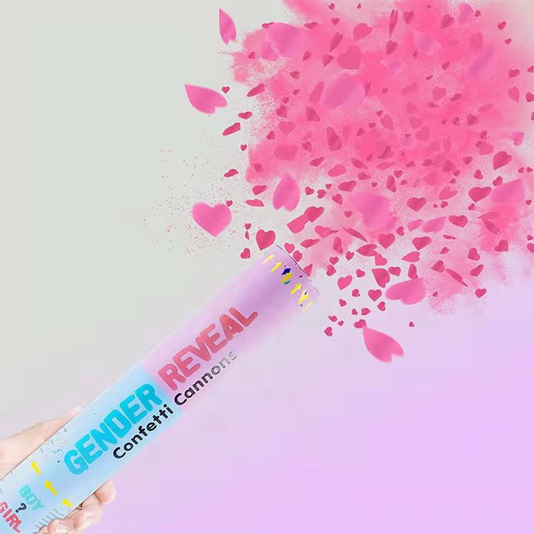 Tun Confetti, Flippy, Model Gender Reveal, Confetti Cannons, 40 cm, Ambalaj din Carton, Eliberare prin Rasucire, Roz [5]
