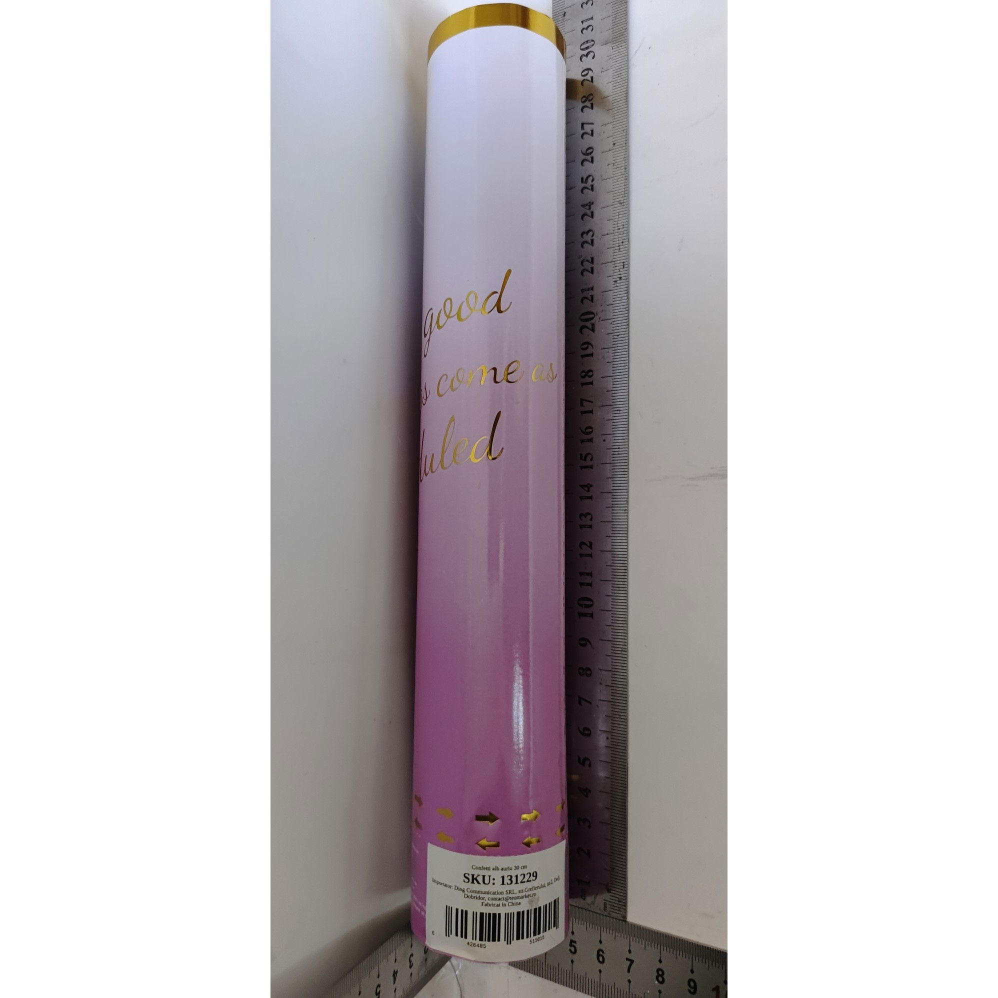 Tun Confetti Petrecere, Flippy, Lungime 30 cm, Alb/Auriu [3]