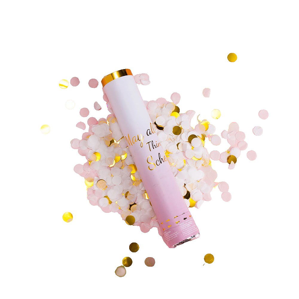 Confetti - Tun Confetti Petrecere, Flippy, Lungime 30 cm, Alb/Auriu