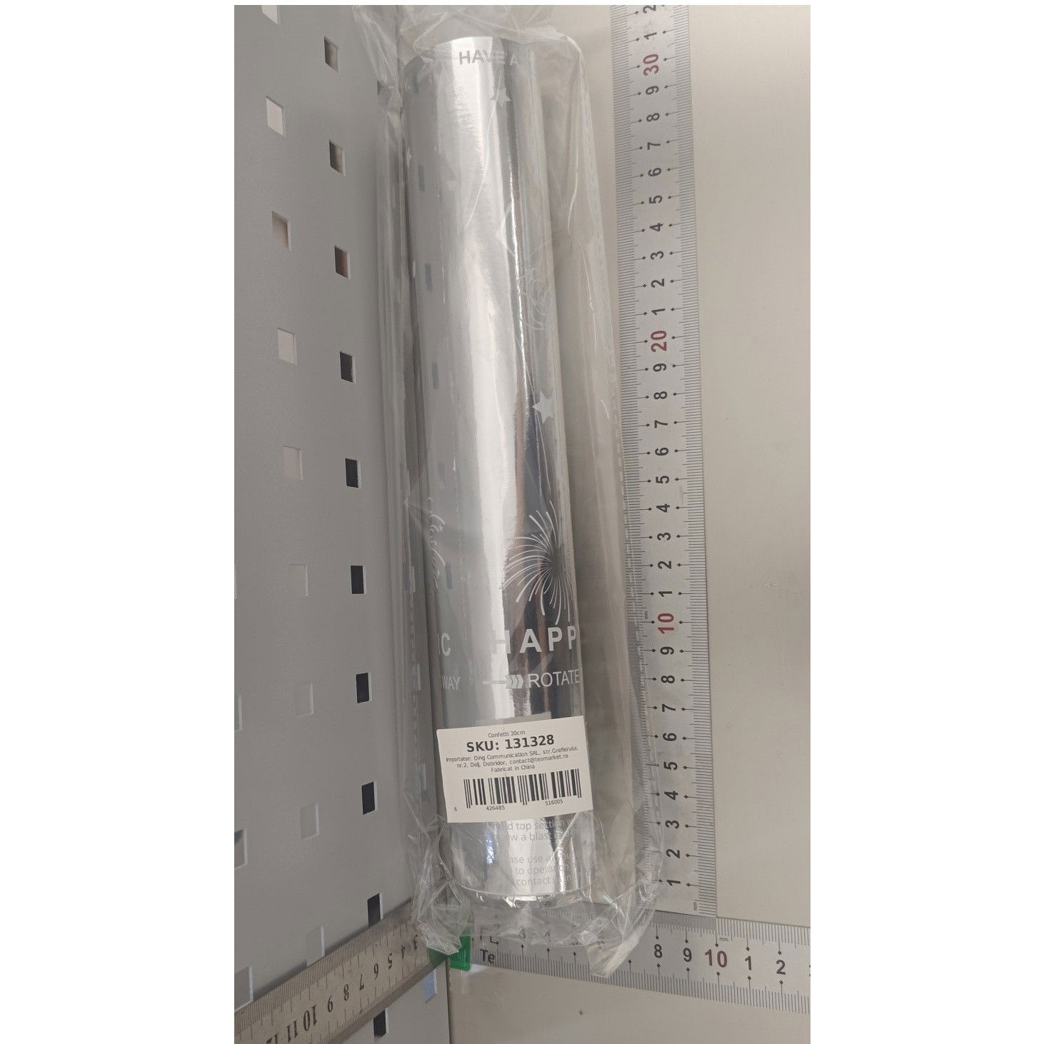 Confetti - Tun Confetti Petrecere, Flippy, Lungime 30 cm, Argintiu