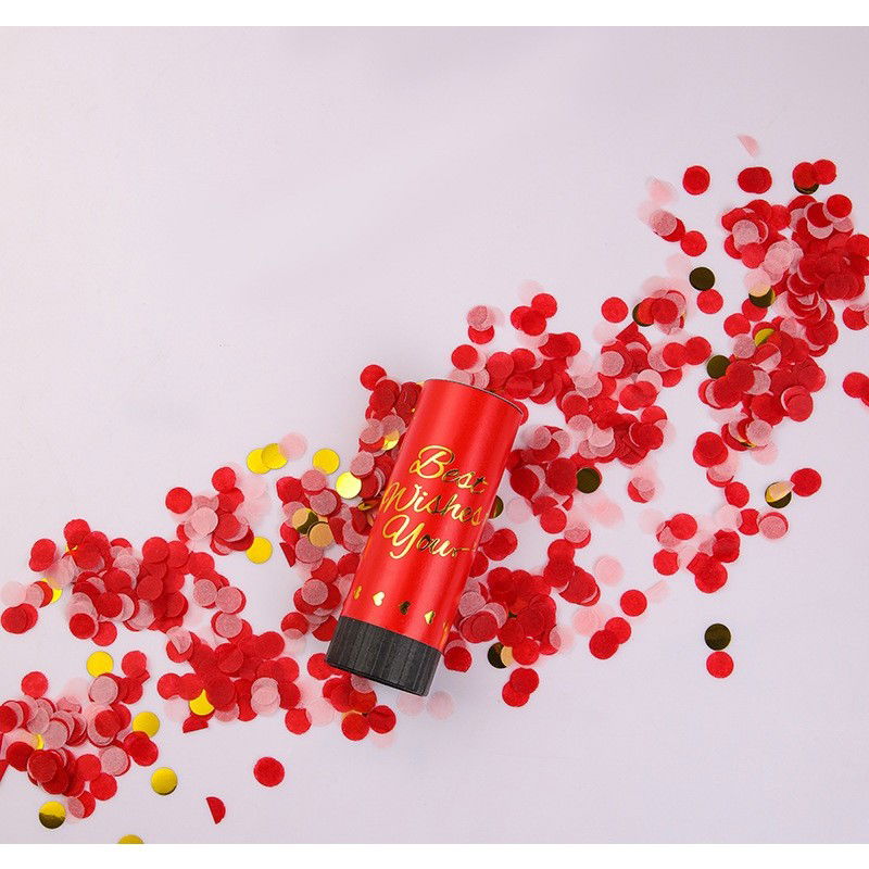 Confetti - Tun de Confetti, Flippy, Best Wishes 11 x 4 cm, Model Buline din Hartie si Folie, Rosu