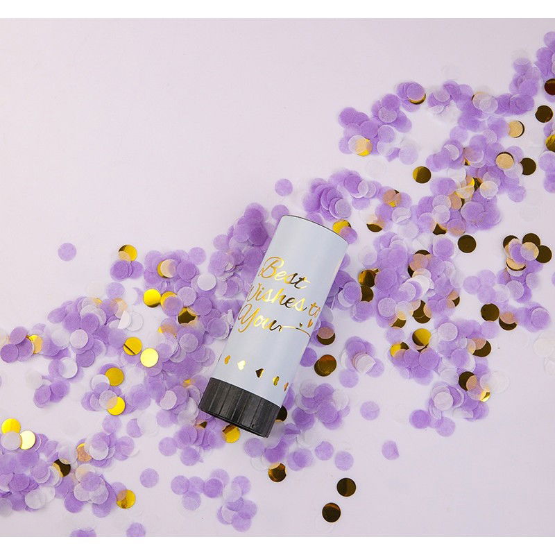 Confetti - Tun de Confetti, Flippy, Best Wishes 11 x 4 cm, Model Buline din Hartie si Folie, Mov