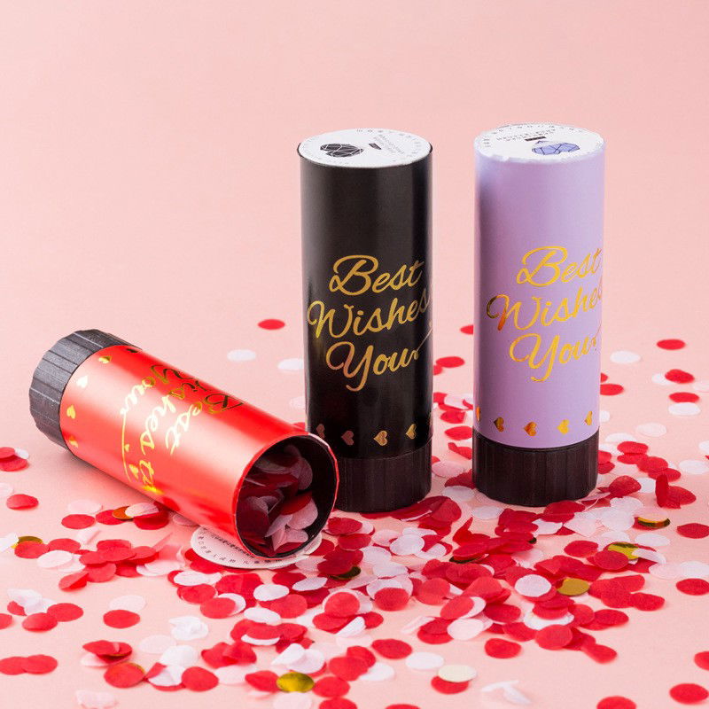 Tun de Confetti, Flippy, Best Wishes 11 x 4 cm, Model Buline din Hartie si Folie, Rosu [5]