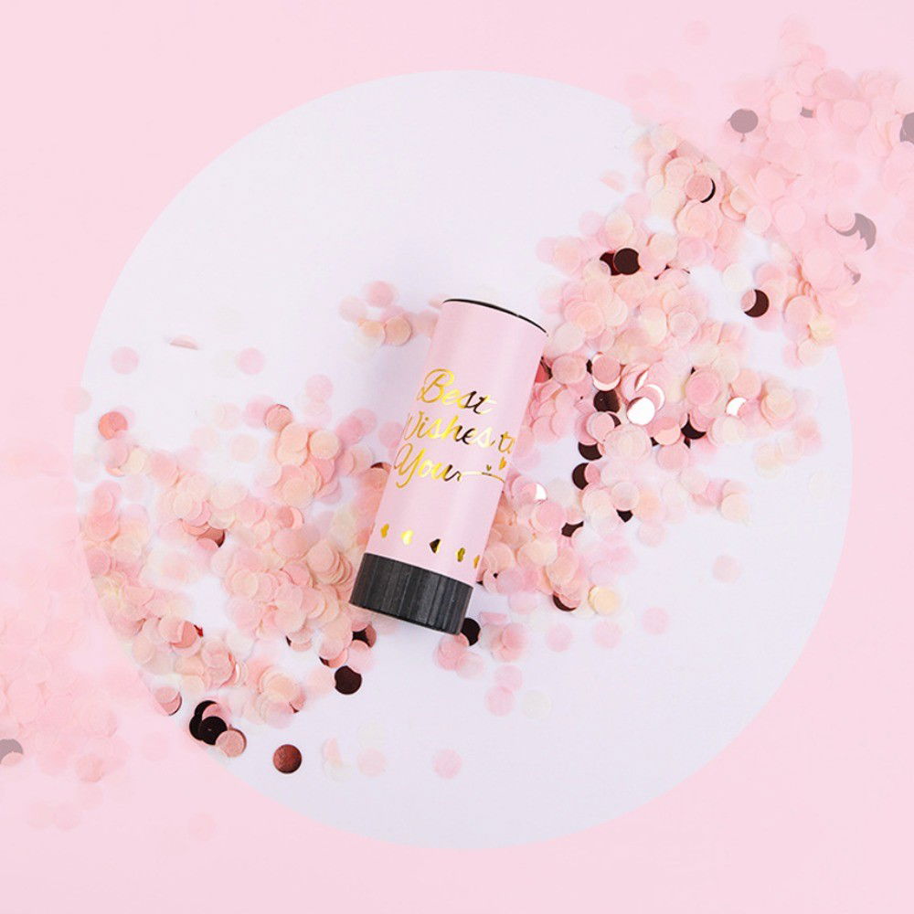 Tun de Confetti, Flippy, Best Wishes 11 x 4 cm, Model Buline din Hartie si Folie, Roz [3]