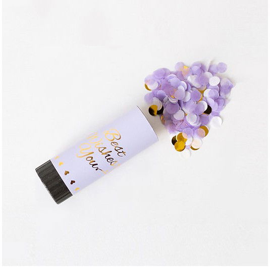 Tun de Confetti, Flippy, Best Wishes 11 x 4 cm, Model Buline din Hartie si Folie, Mov [5]
