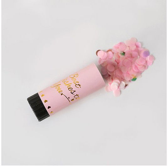 Tun de Confetti, Flippy, Best Wishes 11 x 4 cm, Model Buline din Hartie si Folie, Roz [4]