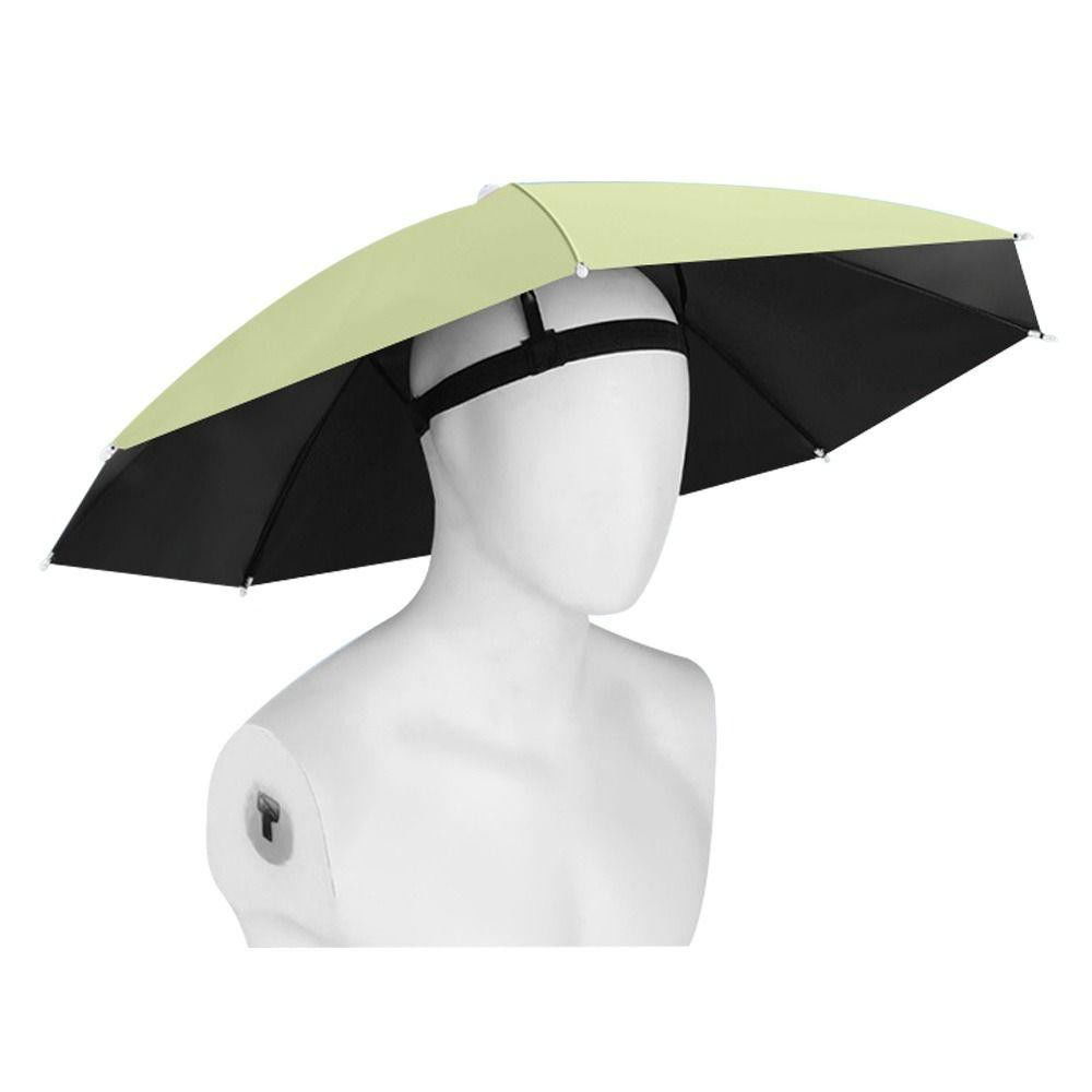 Pelerine, Umbrele si Accesorii - Umbrela de Cap, Flippy, Diametru 69 cm, Banda Elastica de Cap, Protectie UV/Ploaie, Verde Matcha