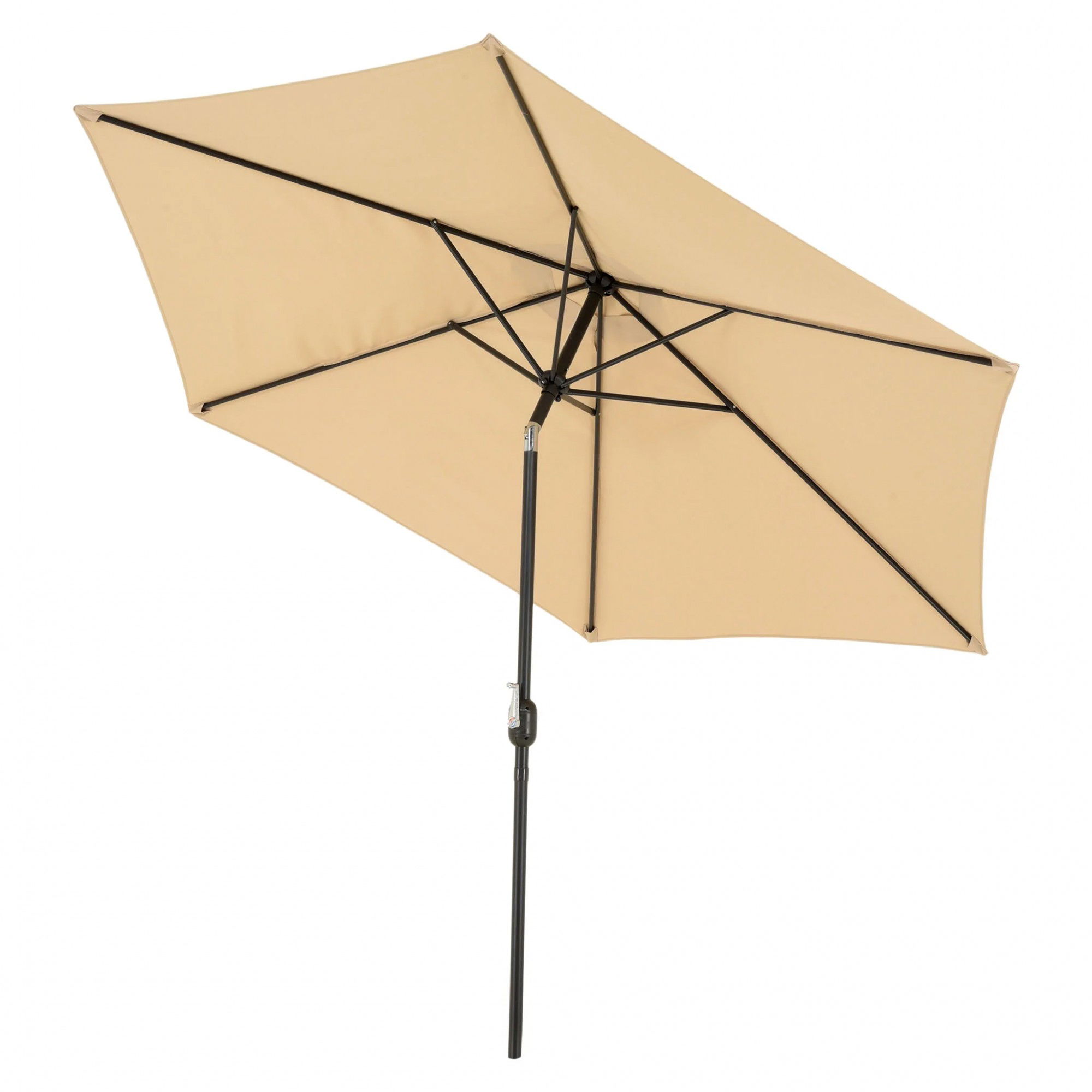 Plase Umbrire, Umbrele si Prelate Gradina - Umbrela rotunda de soare Flippy pentru terasa, diametru 2.70 m, inclinare, manivela, crem