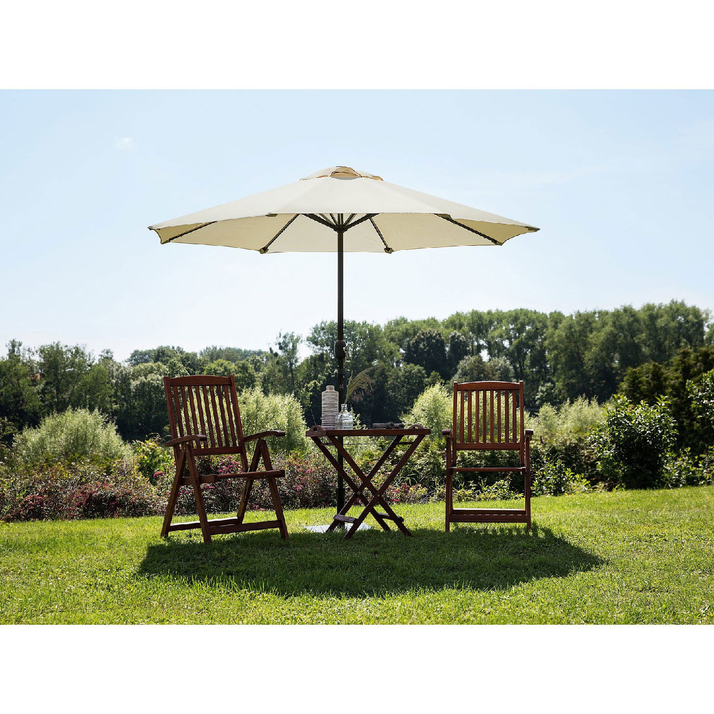 Umbrela rotunda de soare Flippy pentru terasa, diametru 2.70 m, inclinare, manivela, crem [9]