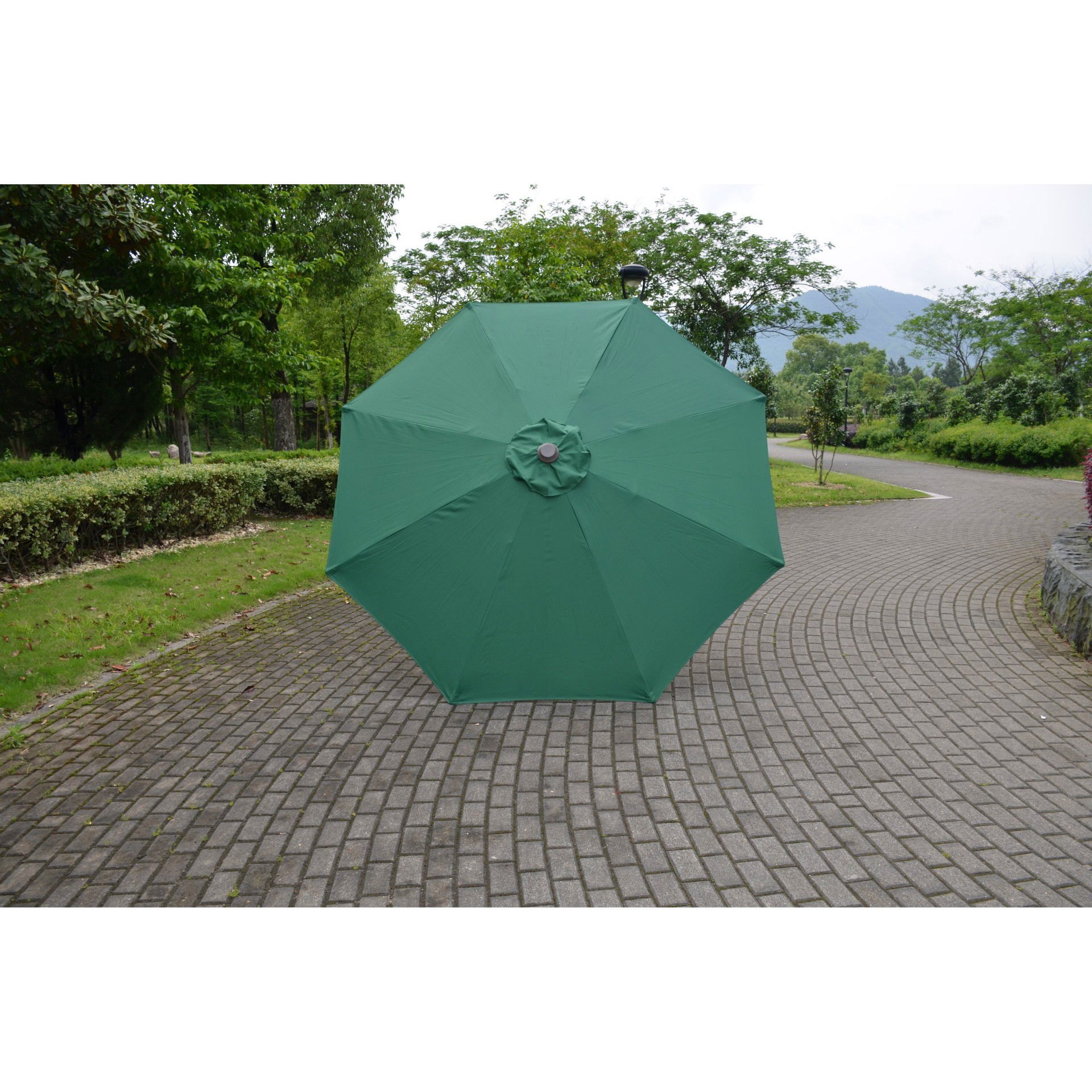 Plase Umbrire, Umbrele si Prelate Gradina - Umbrela Rotunda de Soare pentru Terasa sau Gradina, Flippy, Diametru 2.70 m, Inaltime 2.80 m, 9 Brate, Manivela, Diametru Tija 35 mm, Inclinare, Verde