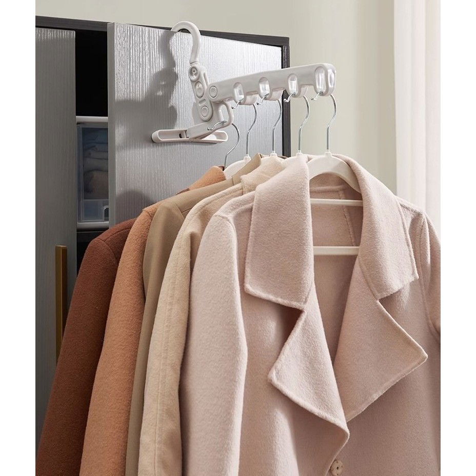 Suport Umerase, Flippy, Pliabil, Portabil, 5 Gauri pentru Umerase, Rotire 360 Grade, din Plastic, Alb [4]