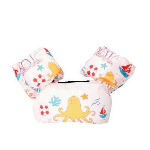 Colace si Piscine - Vesta de salvare pentru copii cu aripioare de inot, Flippy, Crem, Model caracatita