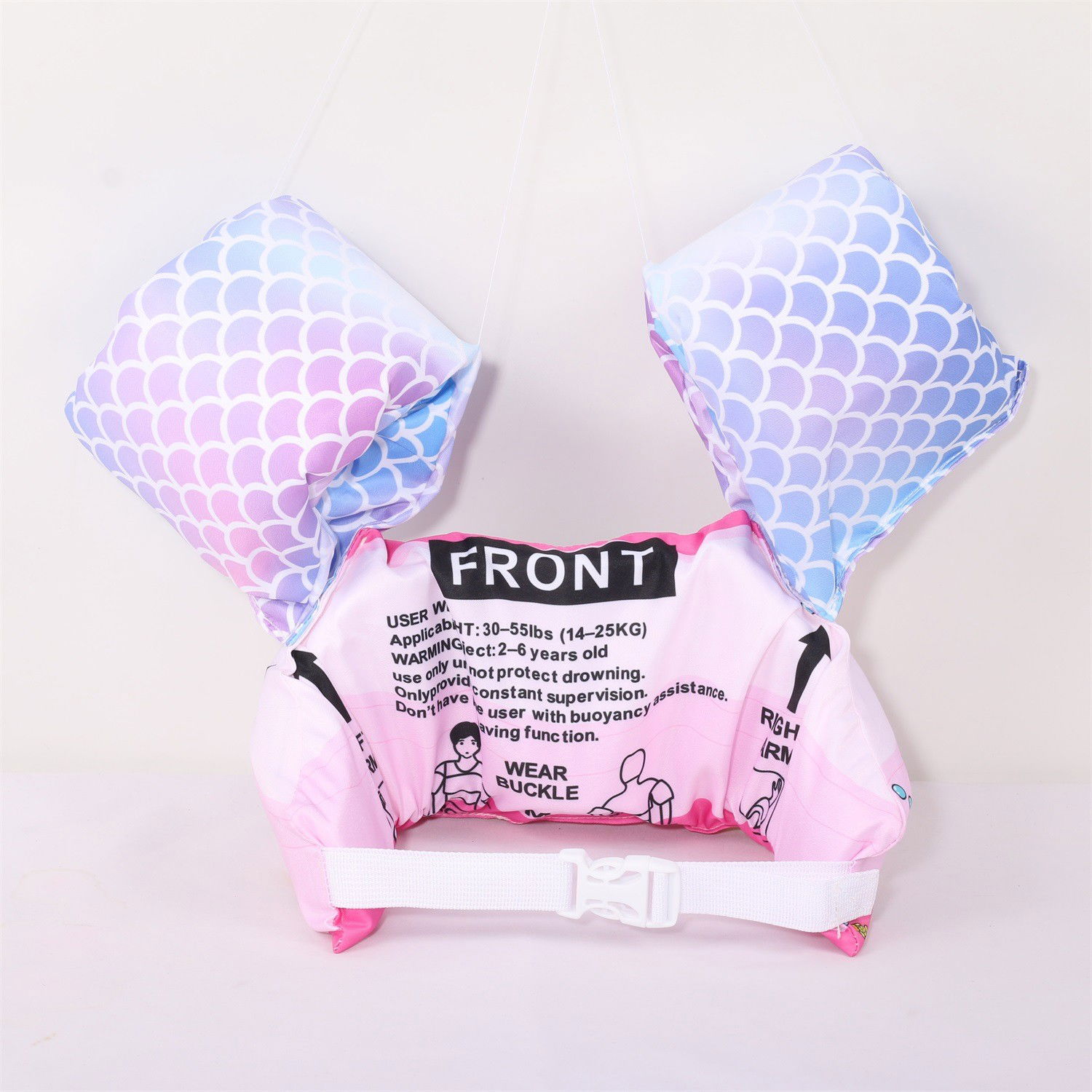 Colace si Piscine - Vesta de salvare pentru copii cu aripioare de inot, Flippy, Roz, Model sirena