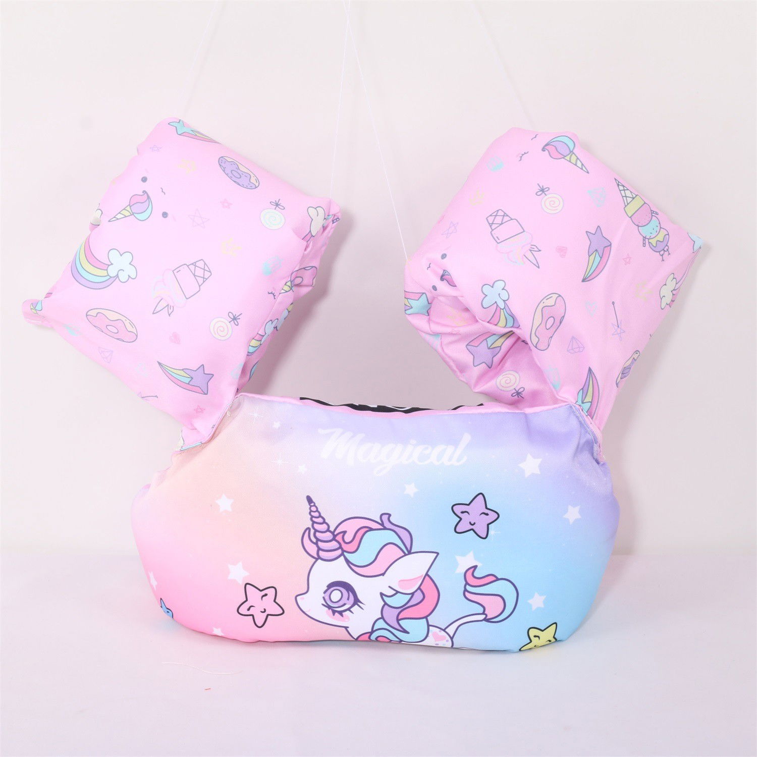 Vesta de salvare pentru copii cu aripioare de inot, Flippy, Mov, Model unicorn [4]