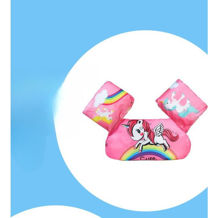 Articole pentru copii - Vesta de salvare pentru copii cu aripioare de inot, Flippy, Roz, Model unicorn