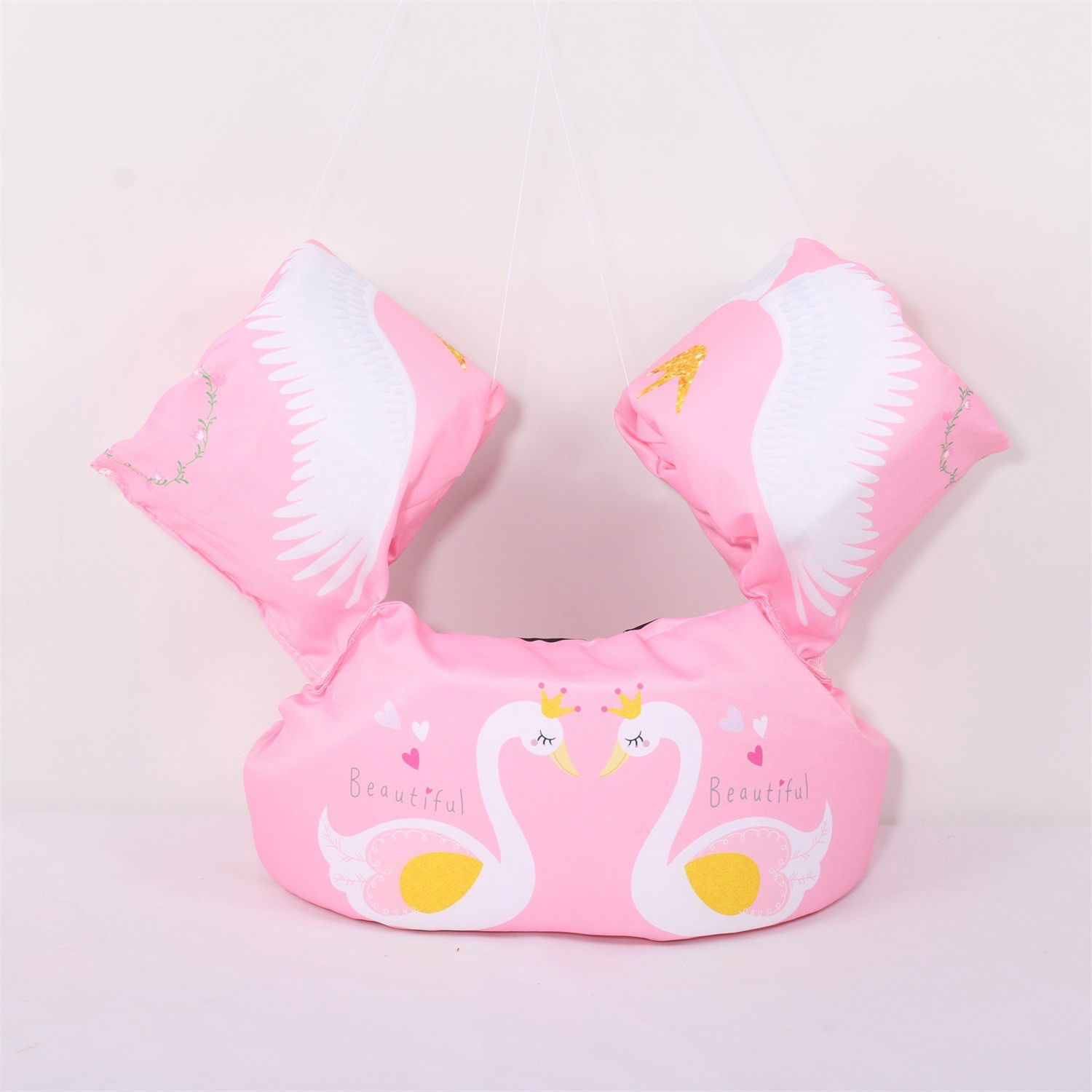 Vesta de salvare pentru copii cu aripioare de inot, Flippy, Roz, Model lebede [3]
