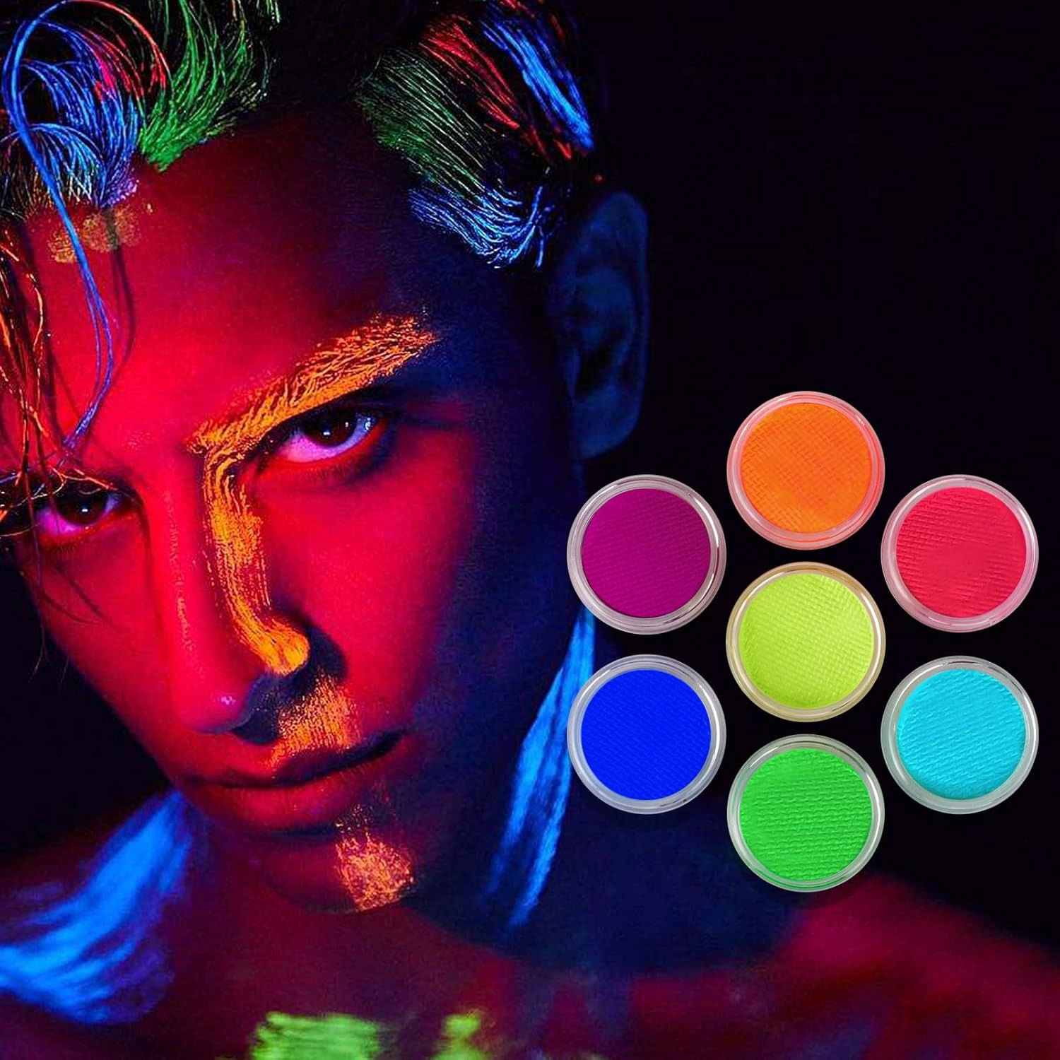 Vopsea pentru Fata si Corp, Flippy, cu Pigment Fosforescent, 30 g, Activare cu Apa, Rosu [4]