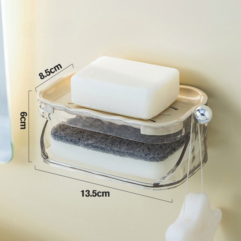 Savoniera Dubla, Flippy, 2 Straturi, Instalare fara Perforare, Agatatoare Burete, 13.5 x 8.5 x 6 cm, Bej [4]