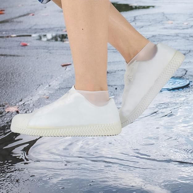 Husa Incaltaminte, Flippy, Impermeabila, Antiderapanta, din Latex, 13 x 13 x 2 cm, Marime M 34-40 cm, Alb [5]